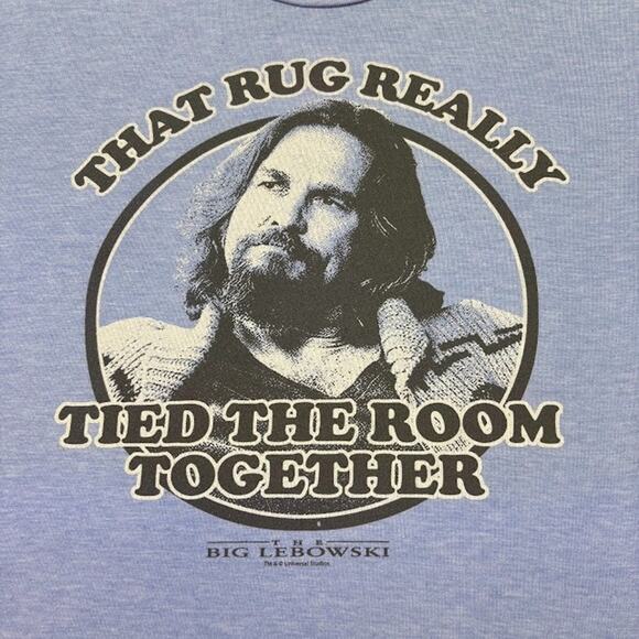 "Rug Really Tied Room Together" The Dude Big Lebowski Movie T Shirt Blue XL VTG - Picture 1 of 7